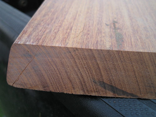 end grain of free hardwood boards rescued from trash