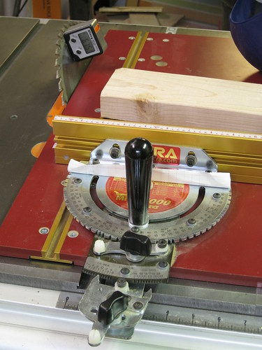 setting the circular saw blade angle to 22.5° off vertical