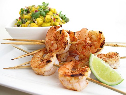 Gastronomer's Guide: Grilled Chile-Lime Marinated Shrimp with Mango Salsa