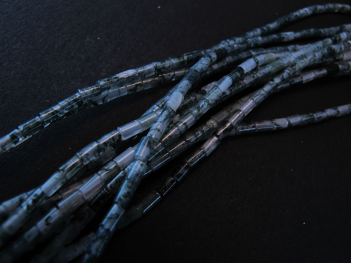 Moss Agate micro tube beads (by Simbel_myne)