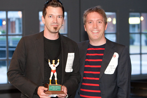Rick Perreault & Jason Murphy accepting the superhero award