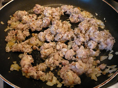 Frying sausage meat