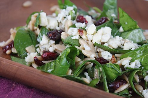 Spinach and Orzo Salad with Cranberries and Almonds