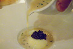 Poached Egg and Caviar with Mariniere broth