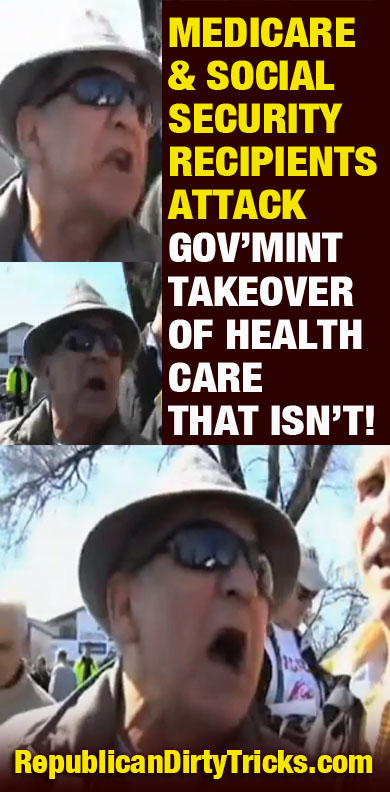 Medicare and Social Security Recipients Protest Government Takeover of Healthcare that Isn't Image