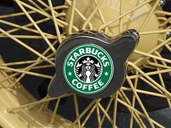Starbucks logo on wheel hub