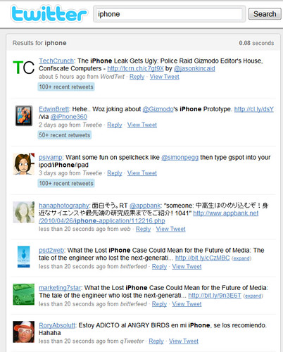iPhone search with Popular Tweets