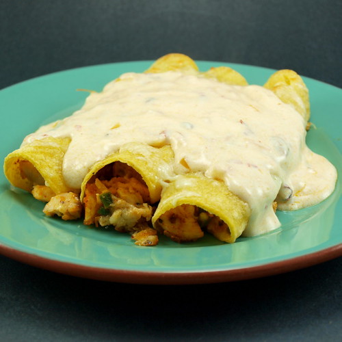 Chicken Enchiladas with Chipotle Sour Cream Sauce