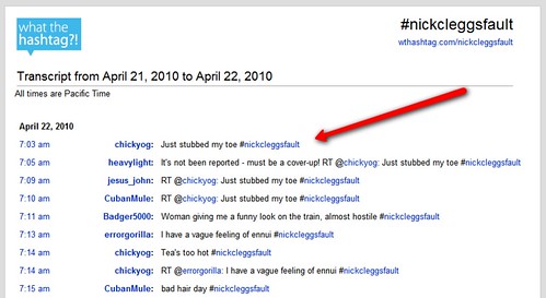 First #nickcleggsfault tweet
