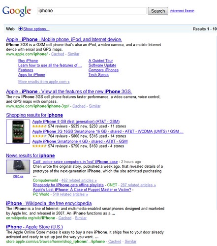 iPhone search on Google