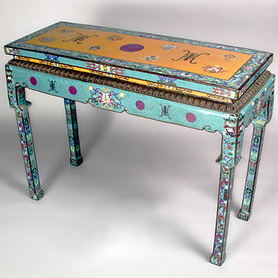 Vintage Chinese cloisonne console table