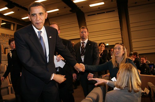 President Obama leaves the press room by joaobambu.