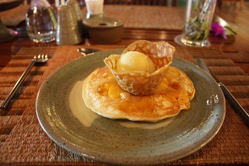 Pancake and Brandy Snap Basket with Ice Cream