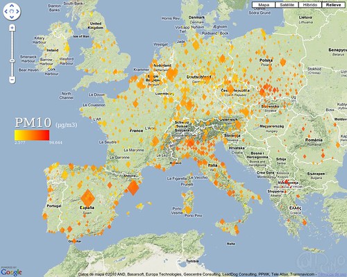 Europa - Niveles medios de partículas en suspensión (PM10)