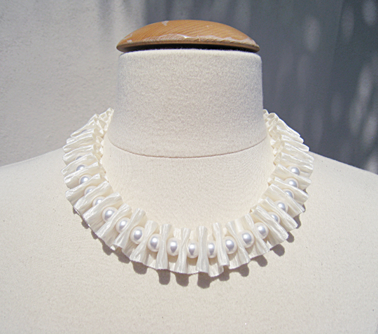 Bark Ribbon and Pearl Necklace -dress form