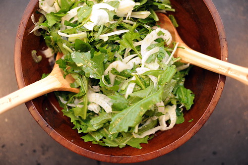 dandelion salad with shaved fennel, celery and parsley