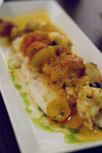 Baby Halibut with Potato and Tomatoes