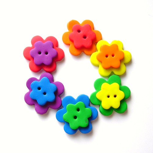 Double Rainbow Flower Buttons