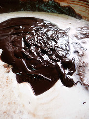 chocolate fundido, nata