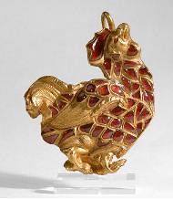 A Sassanian Gold Buckle/Fibula in the Form of a Rooster