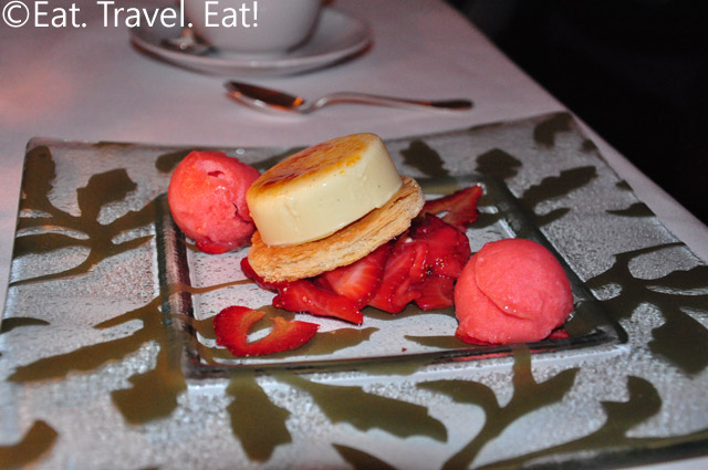 STRAWBERRY AND MINT INFUSED CRÈME BRULEE MILLE FEUILLE with Flash