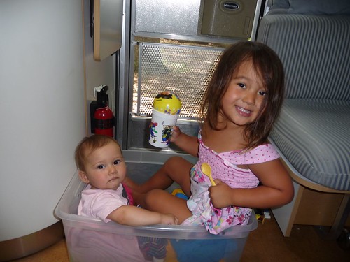girls in a tub.