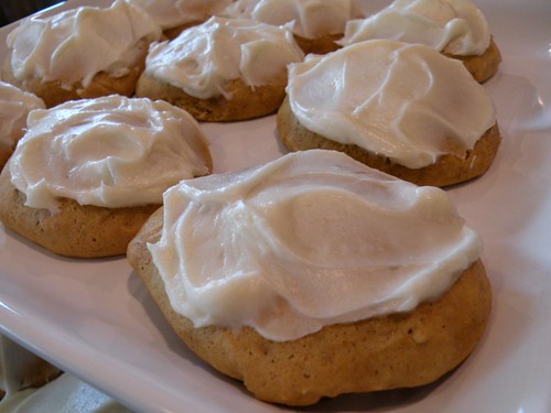 super soft pumpkin cookies with cream cheese frosting