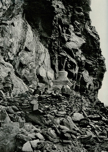 Joseph Rock at stupa shelter, Konkaling, 1928
