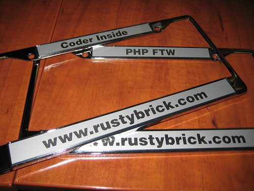 RustyBrick License Plate Frame (Coder Inside / PHP FTW)