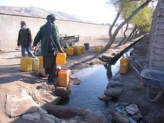 Fetching water from spring water channel