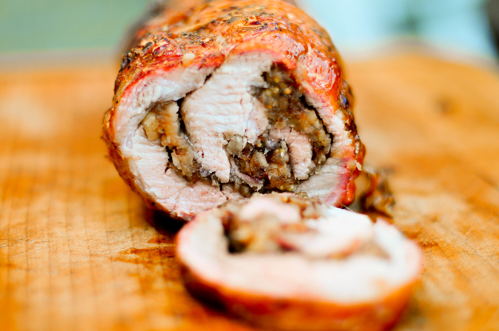 Grilled  Pork Loin with Apple-Cranberry Filling