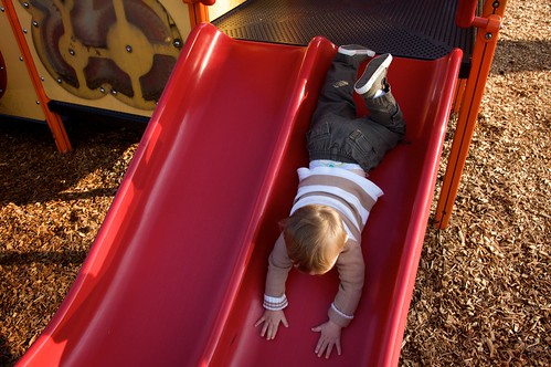 down the slide