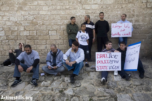 Protest against police brutality, Jaffa, Israel, 6/3/2010. by activestills.