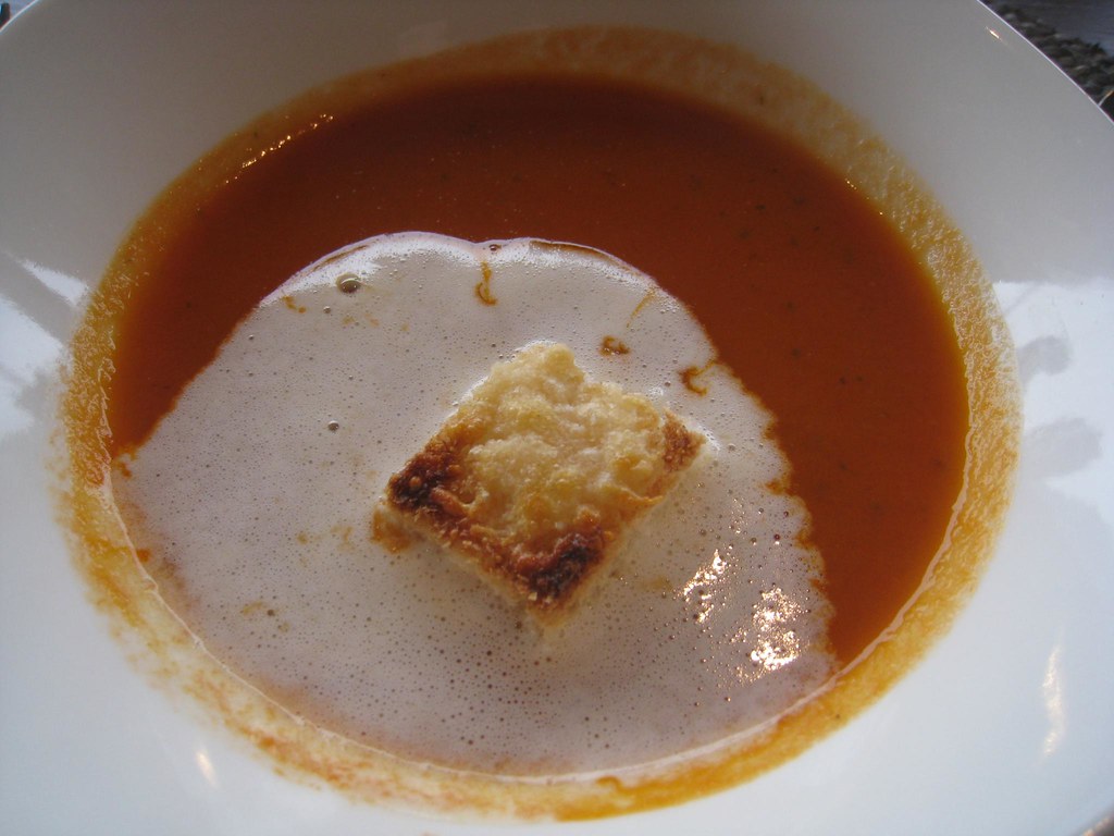 Warm tomato soup was a welcome treat on a cool and cloudy afternoon.
