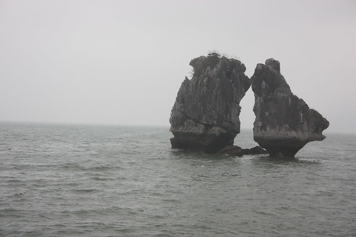 The kissing islands in Halong Bay