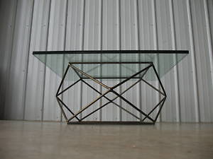 vintage brass glass coffee table
