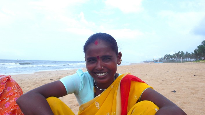 Lalita en la playa de Benaulim, Goa
