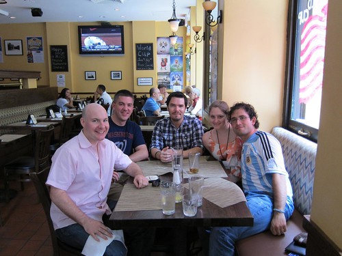 Lunchtime (from right): Mike, Stephanie, Mike Richard, Matt, and me.
