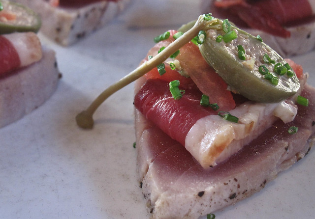 Seared Ahi Tuna with smoked duck prosciutto