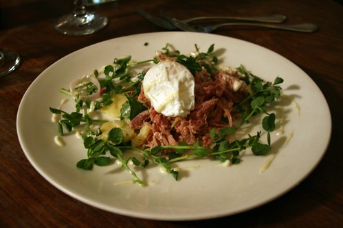 Hamhock with poached egg at the Wells, London