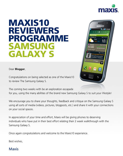 Maxis10 Reviewers Programme