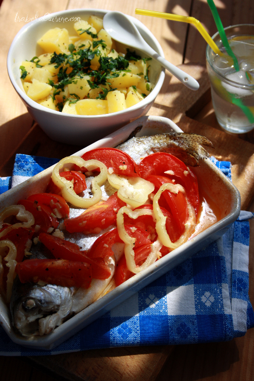 Baked trout with tomato and oregano