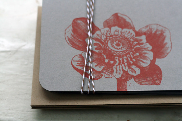 Poppy Card with Brown and White Baker's Twine