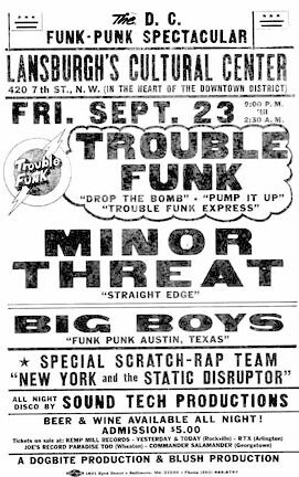 Minor Threat, Bog Boys, Trouble Funk punk hardcore flyer