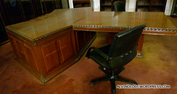 The Chief Justice's work desk, a piece of furniture that's marked for preservation