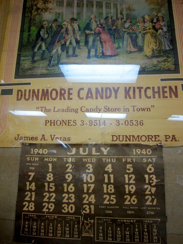 Dunmore Candy Kitchen Vintage 1940 Calendar