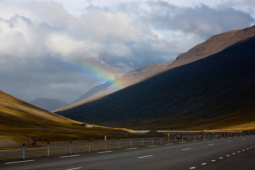 rainbow seen on the highway