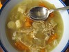 rustic chicken soup with reflective spoon 2