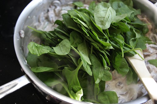 adding in the spinach