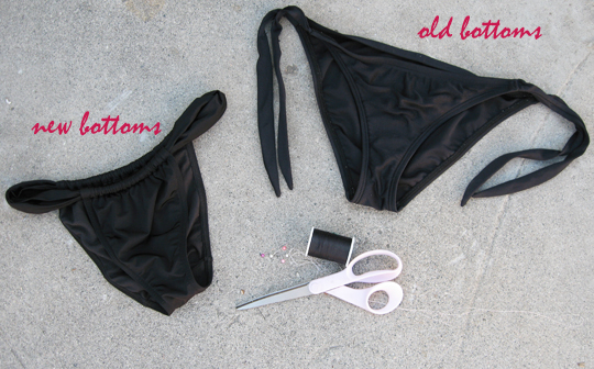 bikini bottoms DIY+refashion old swimsuit